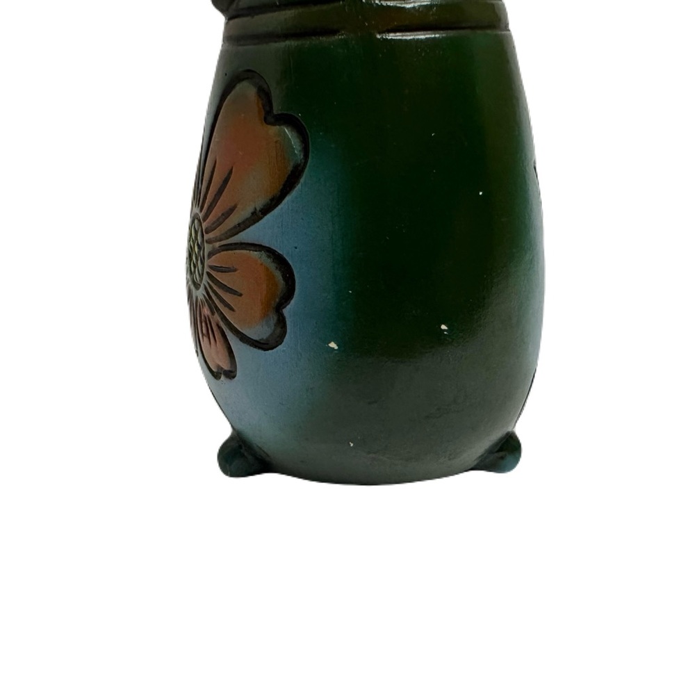 Chicken Feed Vintage Funky Whimsical Hen Chicken Coin Bank Bow Flowers 6.5” Tall - Picture 10 of 12